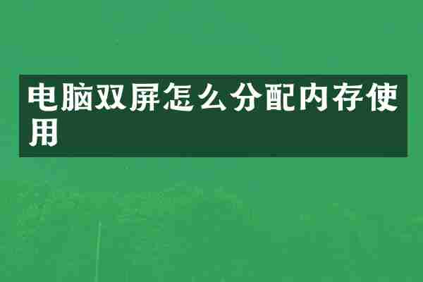 电脑双屏怎么分配内存使用