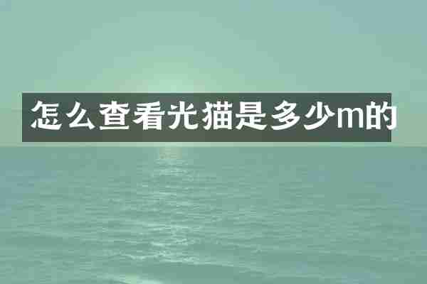 怎么查看光猫是多少m的