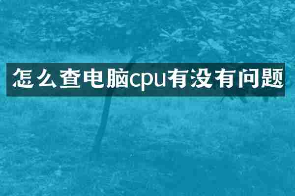 怎么查电脑cpu有没有问题