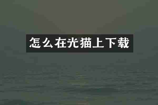 怎么在光猫上下载