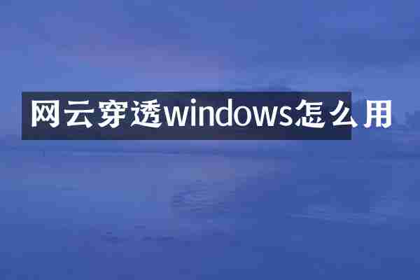 网云穿透windows怎么用
