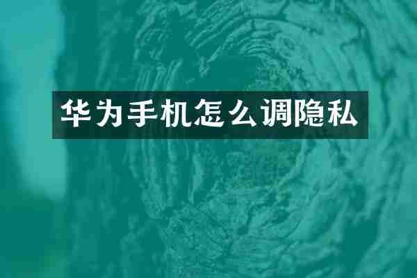 华为手机怎么调隐私