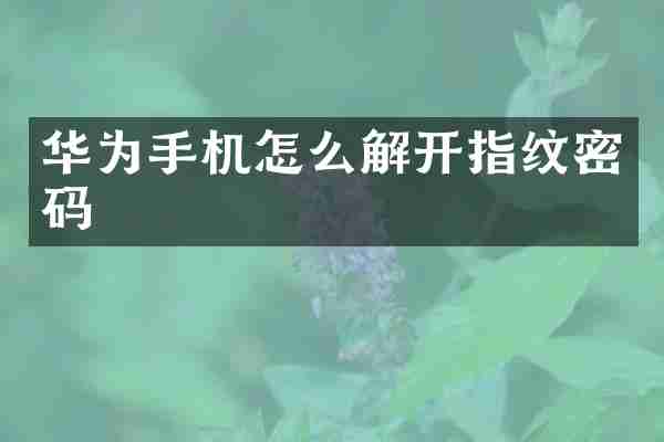 华为手机怎么解开指纹密码