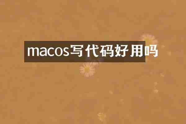 macos写代码好用吗