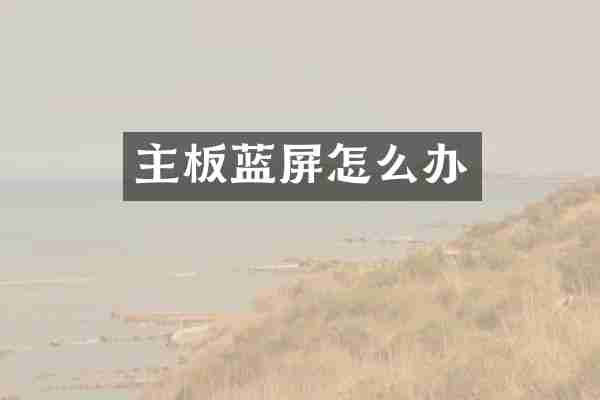 主板蓝屏怎么办
