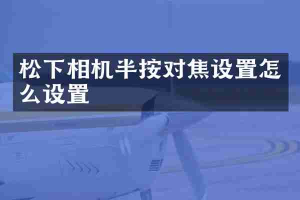 松下相机半按对焦设置怎么设置