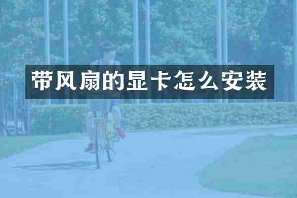 带风扇的显卡怎么安装