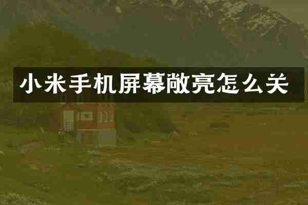 小米手机屏幕敞亮怎么关