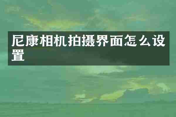尼康相机拍摄界面怎么设置