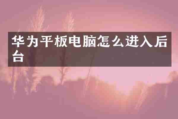 华为平板电脑怎么进入后台