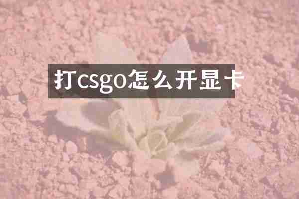 打csgo怎么开显卡