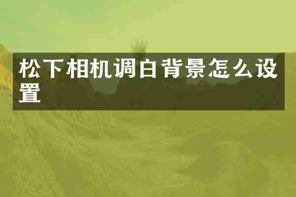 松下相机调白背景怎么设置