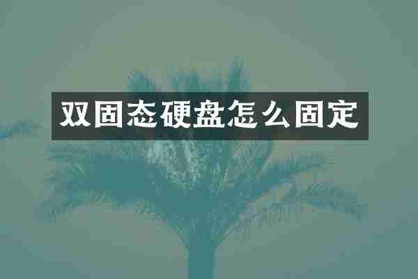 双固态硬盘怎么固定
