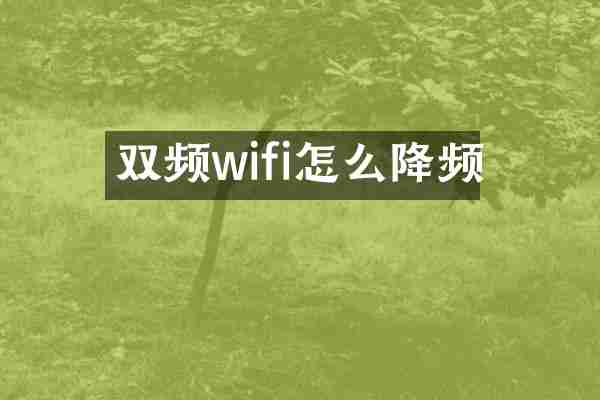 双频wifi怎么降频