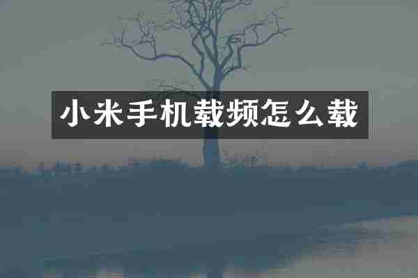 小米手机载频怎么载