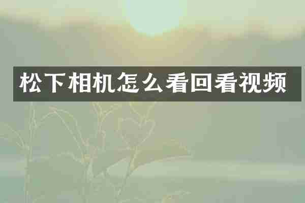 松下相机怎么看回看视频