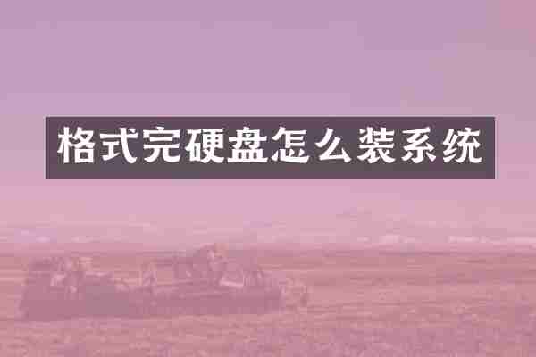 格式完硬盘怎么装系统