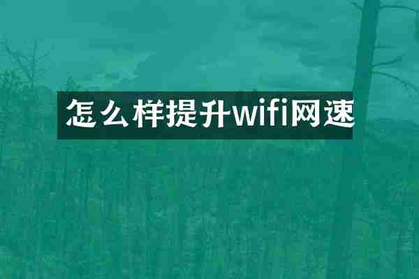 怎么样提升wifi网速