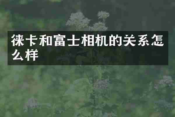 徕卡和富士相机的关系怎么样