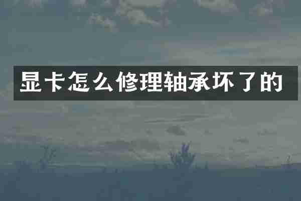显卡怎么修理轴承坏了的