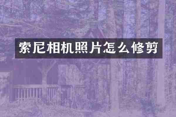 索尼相机照片怎么修剪