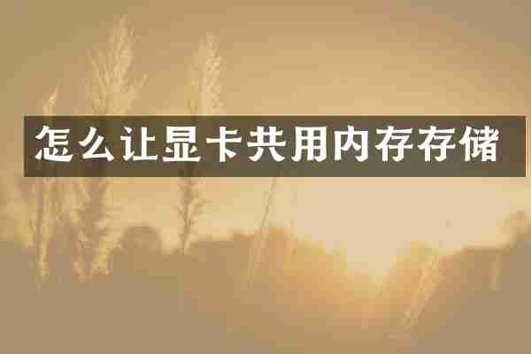 怎么让显卡共用内存存储