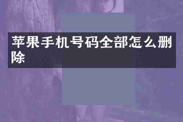 苹果手机号码全部怎么删除