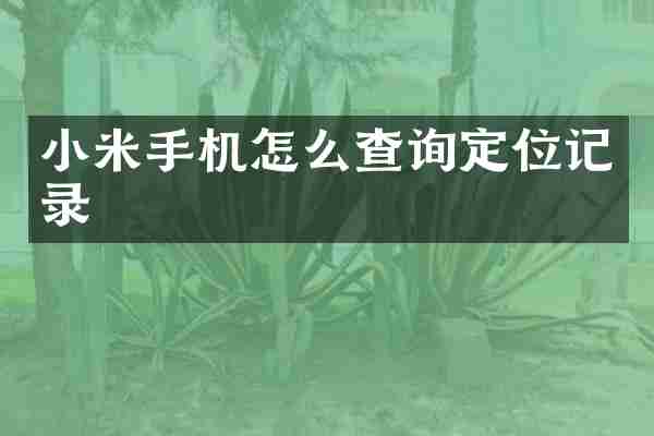 小米手机怎么查询定位记录