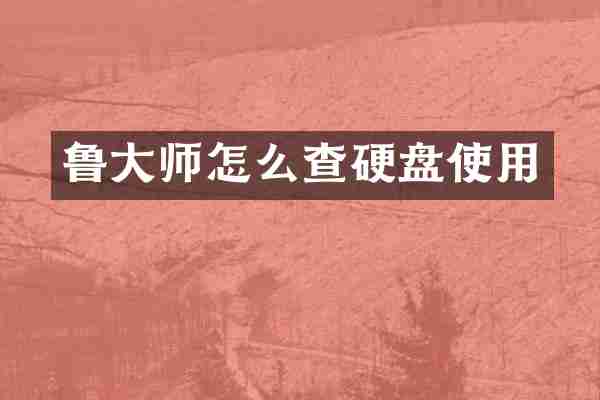 鲁大师怎么查硬盘使用