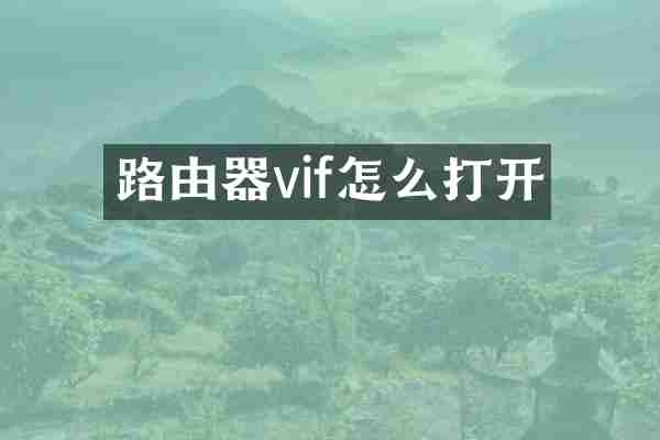 路由器vif怎么打开