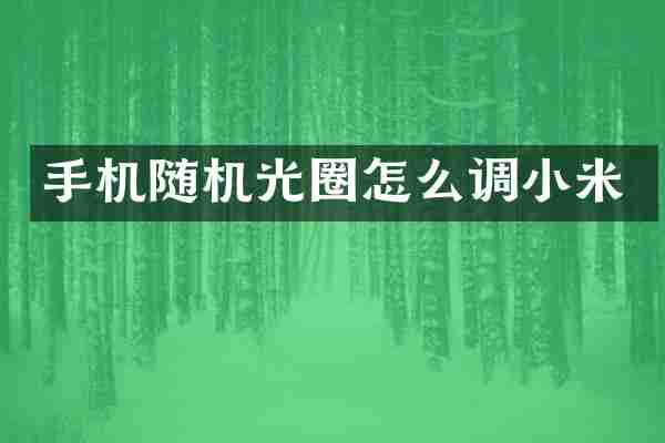 手机随机光圈怎么调小米
