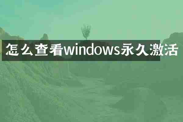 怎么查看windows永久激活