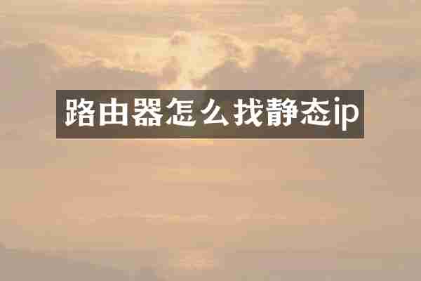路由器怎么找静态ip