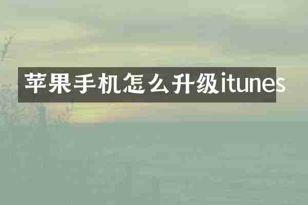 苹果手机怎么升级itunes