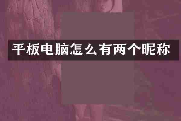 平板电脑怎么有两个昵称