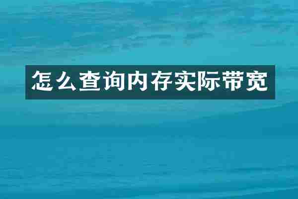 怎么查询内存实际带宽