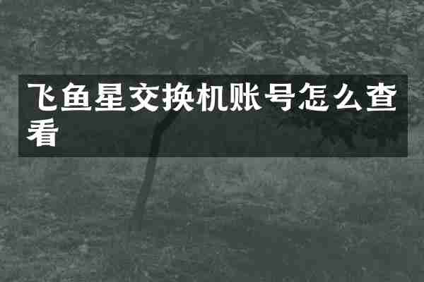 飞鱼星交换机账号怎么查看