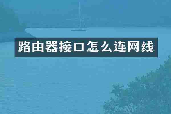 路由器接口怎么连网线