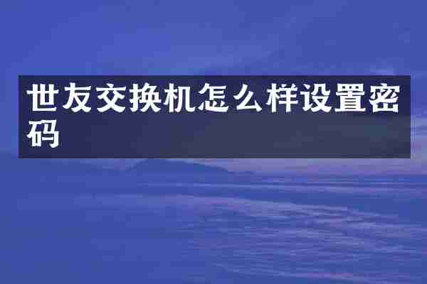 世友交换机怎么样设置密码
