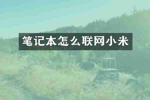 笔记本怎么联网小米