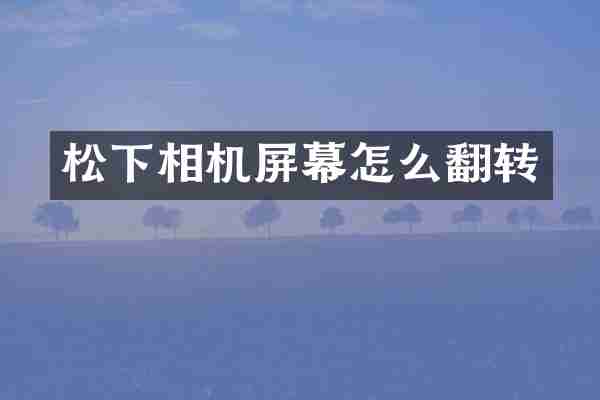 松下相机屏幕怎么翻转