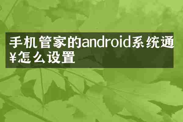 手机管家的android系统通知怎么设置