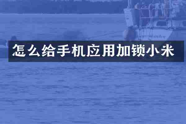 怎么给手机应用加锁小米