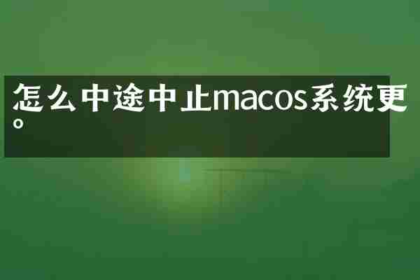 怎么中途中止macos系统更新