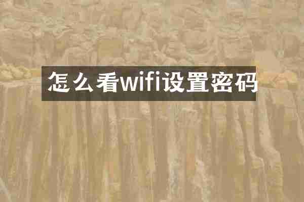 怎么看wifi设置密码