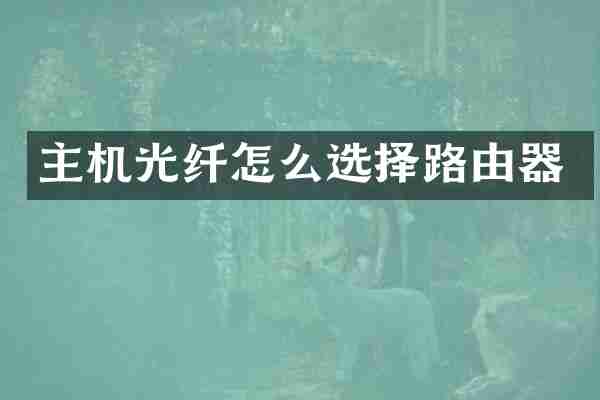 主机光纤怎么选择路由器