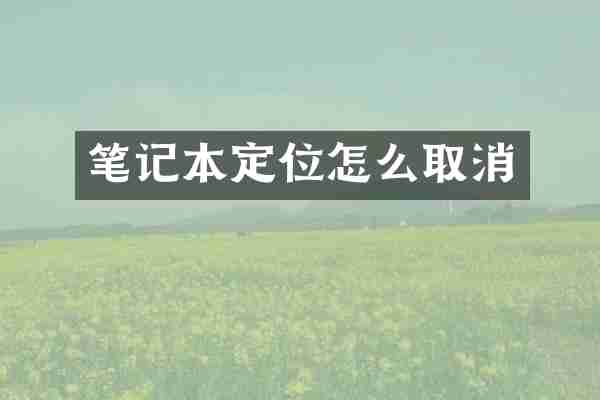 笔记本定位怎么取消