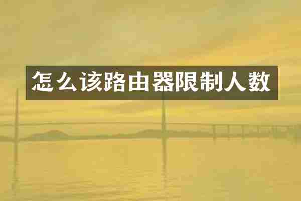 怎么该路由器限制人数
