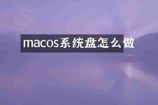macos系统盘怎么做