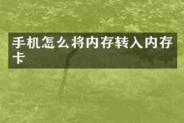 手机怎么将内存转入内存卡